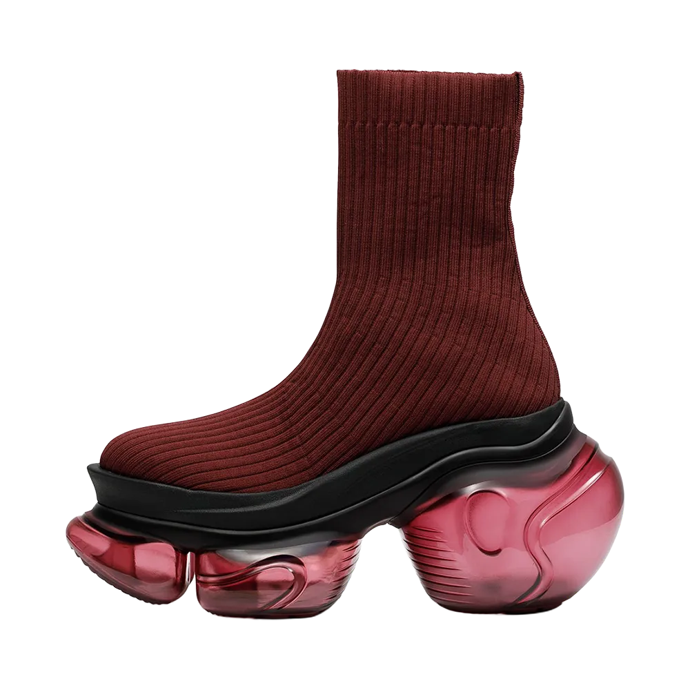 grounds Women's LOOPIE PETIT RIB SOCK "Burgundy"