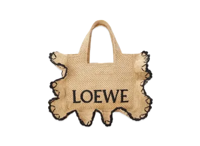 LOEWE Small Loewe Font Tote In Raffia "Natural/Black"