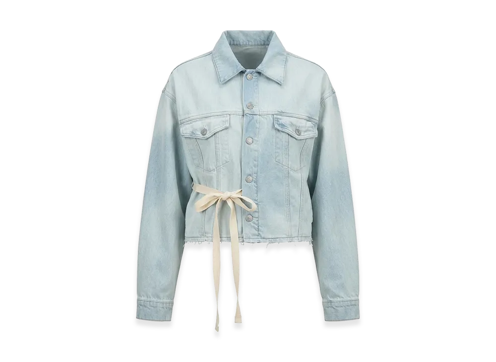 MM6 Maison Margiela Women's Denim Jacket Side Ribbon Cut-Off Short Jacket "Saxe"