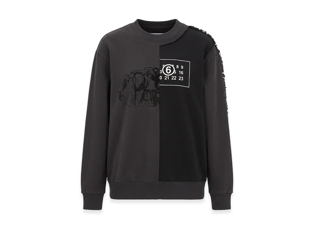 MM6 Maison Margiela Women's Half Paneled Crewneck Sweatshirt "Black"