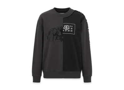 MM6 Maison Margiela Women's Half Paneled Crewneck Sweatshirt "Black"