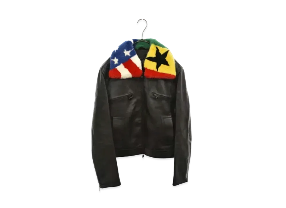 Louis Vuitton American/Brazilian Fur Callor Leather Jacket "Noir/Multicolor"