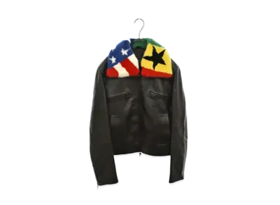 Louis Vuitton American/Brazilian Fur Callor Leather Jacket "Noir/Multicolor"