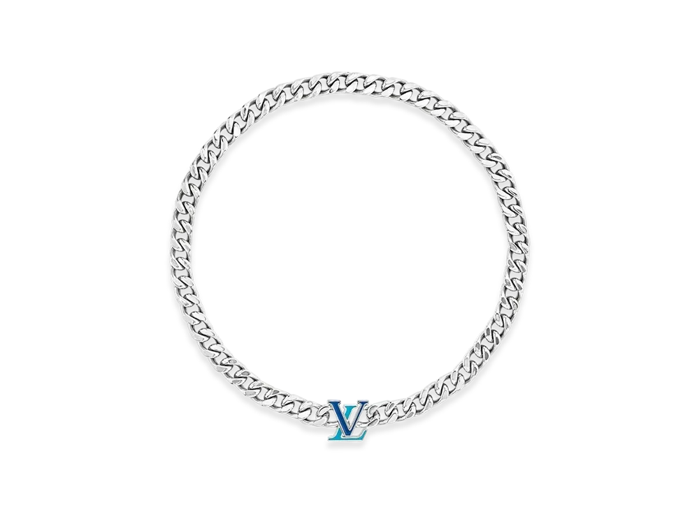 Louis Vuitton Collier LV Chain Necklace "Silver/Blue"