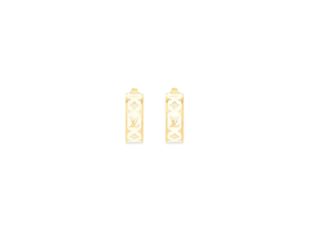 Louis Vuitton Nanogram Enamel Earrings "Blanc"