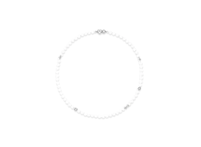 Louis Vuitton Monogram Slim Pearls Necklace "Silver"