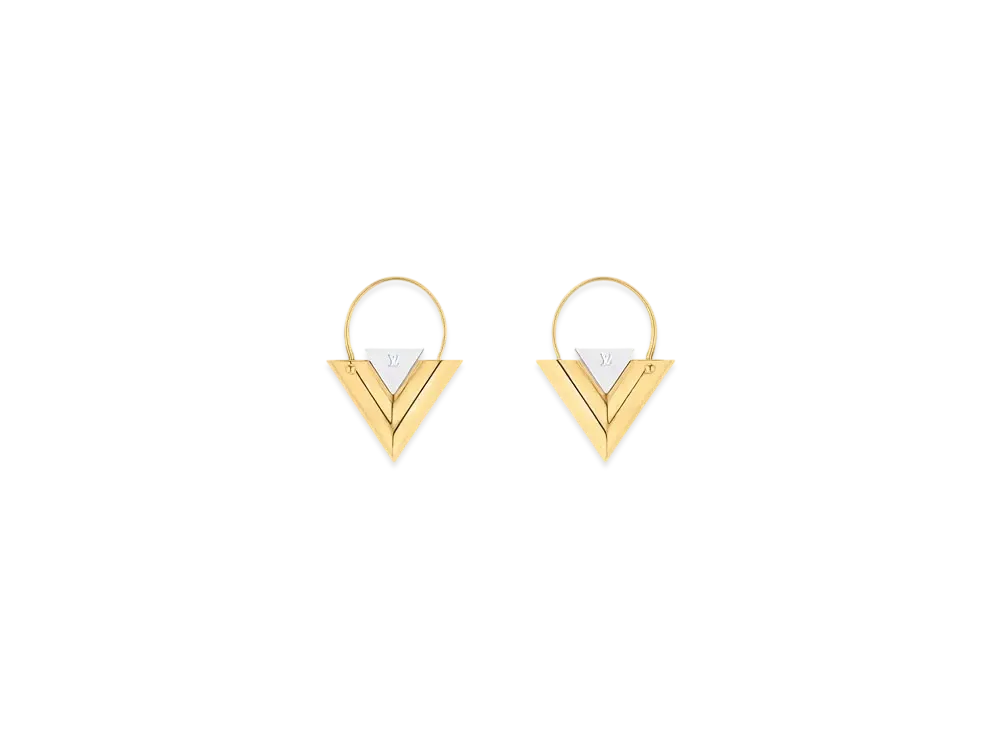 Louis Vuitton V For Vuitton Earrings "Gold"