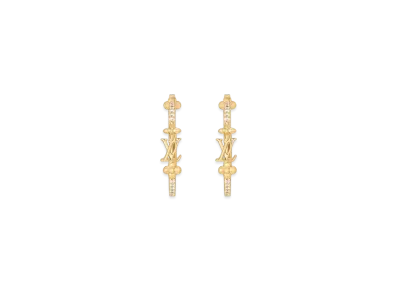 Louis Vuitton LV Iconic Earrings LV Initials Monogram Flowers "Dore"