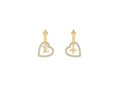 Louis Vuitton My LV Heart Earrings Monogram Flowers "Dore"