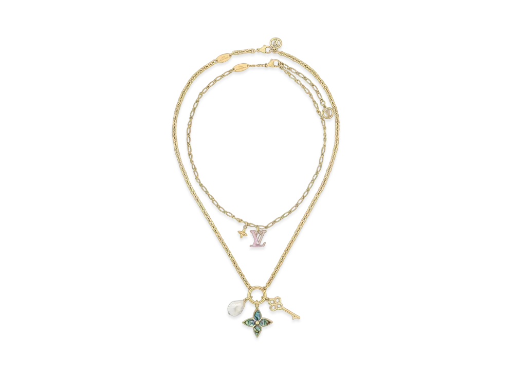Louis Vuitton LV Layer Color Necklace Monogram Flower "Dore"