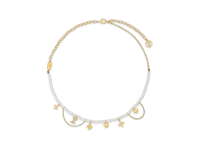 Louis Vuitton Blooming Pearls Necklace Monogram Flowers "Dore"