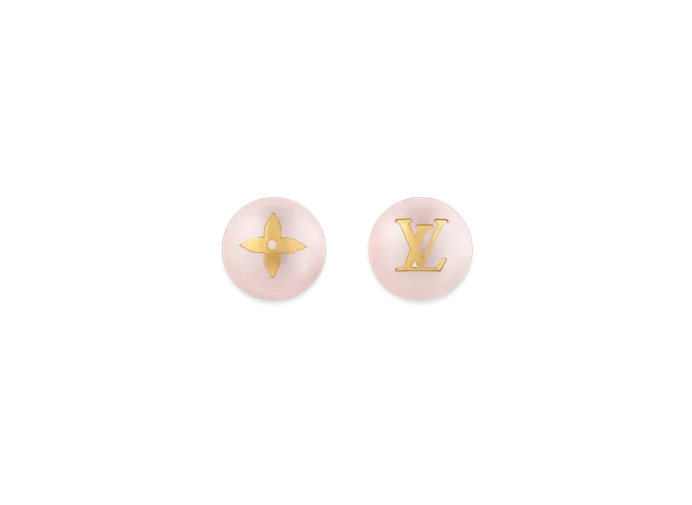 Louis Vuitton My Mix Pearl Earrings LV Initials Monogram Flowers "Pink Gold"
