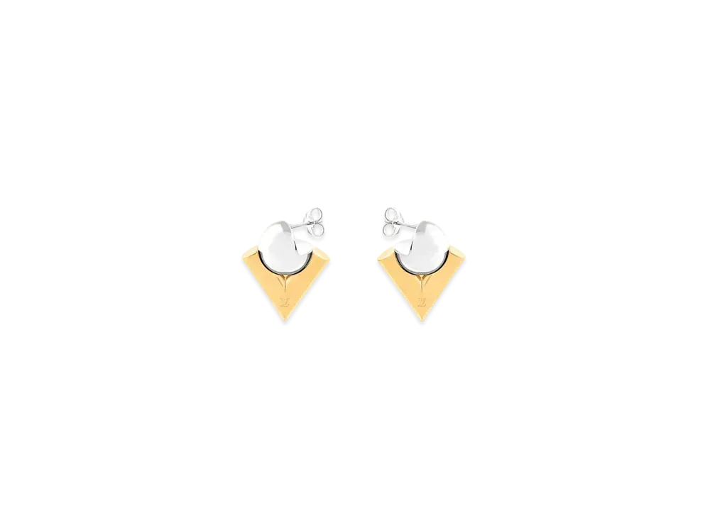Louis Vuitton V For Vuitton Pearl And Metal Earrings "Gold"