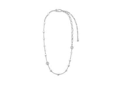 Louis Vuitton LV Mix Chains Necklace LV Circle Monogram Flowers "Palladium"