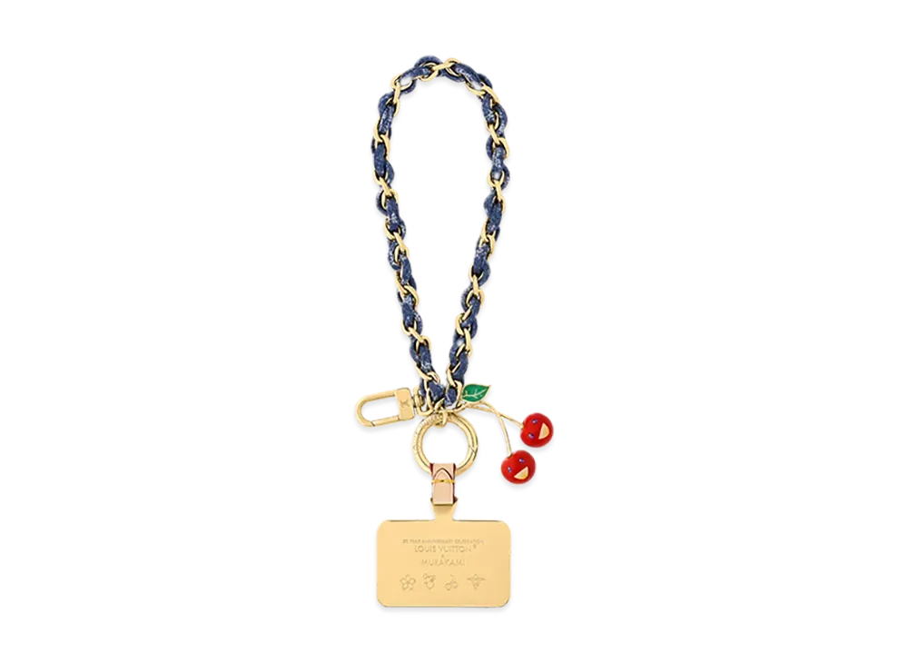 Louis Vuitton x Takashi Murakami Phone Charm Monogram Denim Cherry "Gold"