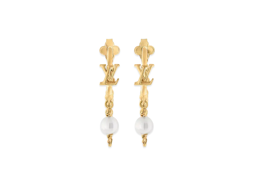 Louis Vuitton Blooming Pearls Earrings Monogram Flower LV Initial "Dore"