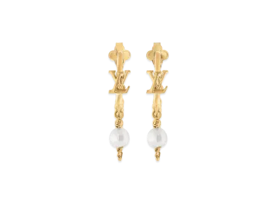 Louis Vuitton Blooming Pearls Earrings Monogram Flower LV Initial "Dore"
