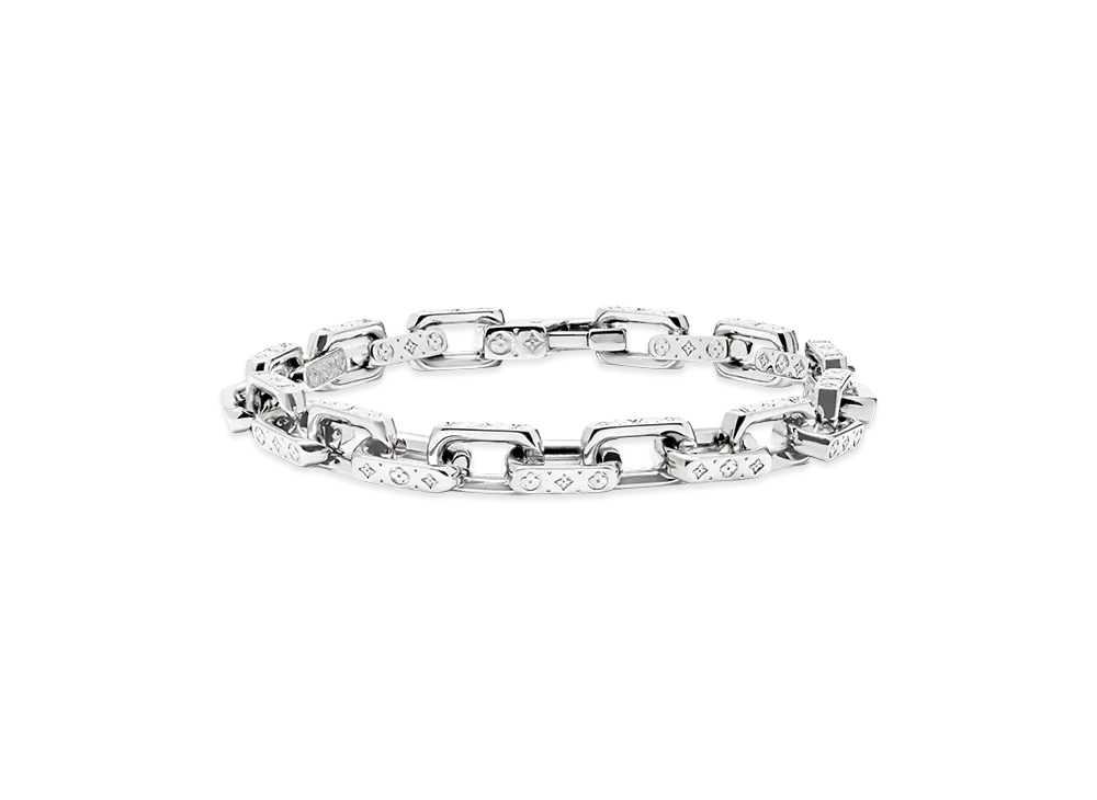 Louis Vuitton Bracelet Mini Monogram Chain "Silver"