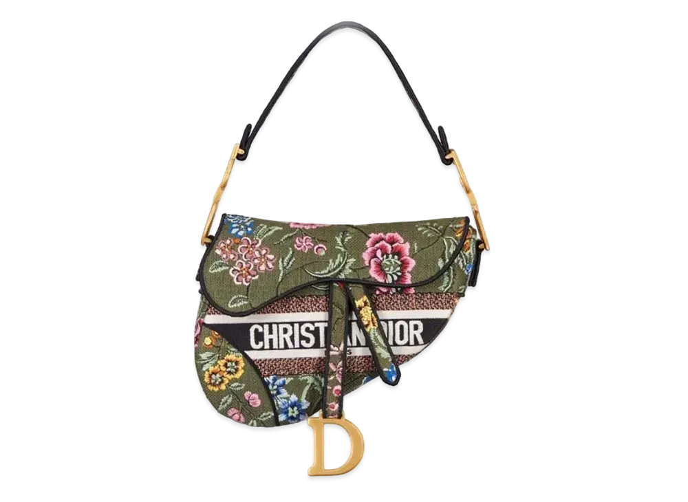 Dior Saddle Bag Dior Petites Fleurs Embroidery "Multicolor"