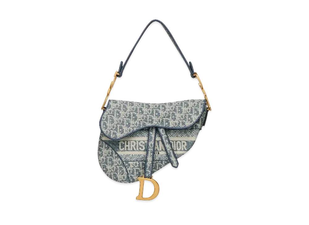 Dior Saddle Bag Dior Oblique Chambray-Effect Embroidery "Blue"