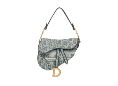 Dior Saddle Bag Dior Oblique Chambray-Effect Embroidery "Blue"