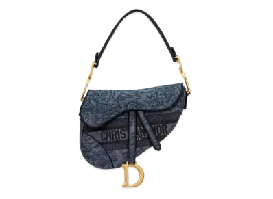 Dior Saddle Bag Albero Della Vita Embroidery "Denim Blue"