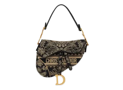 Dior Saddle Bag Ornamental Cornely Effect Embroidery "Black/Beige"