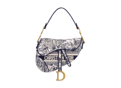 Dior Saddle Bag Toile de Jouy Embroidery "Blue"