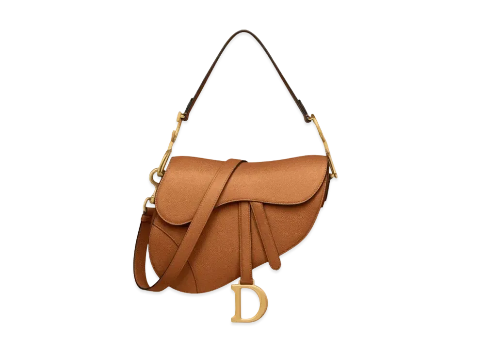 Dior Saddle Bag Strap Saddle Grained Calfskin "Golden"