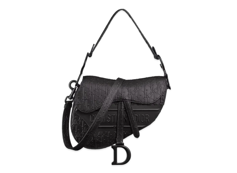 Dior Saddle Bag Strap Dior Oblique Embossed Calfskin "Black"