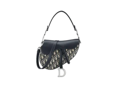 Dior Saddle Bag with Strap Dior Oblique Jacquard and Smooth Calfskin "Blue"