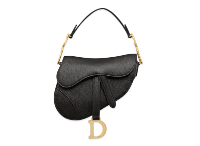 Dior Mini Saddle Bag Grained Calfskin "Black"