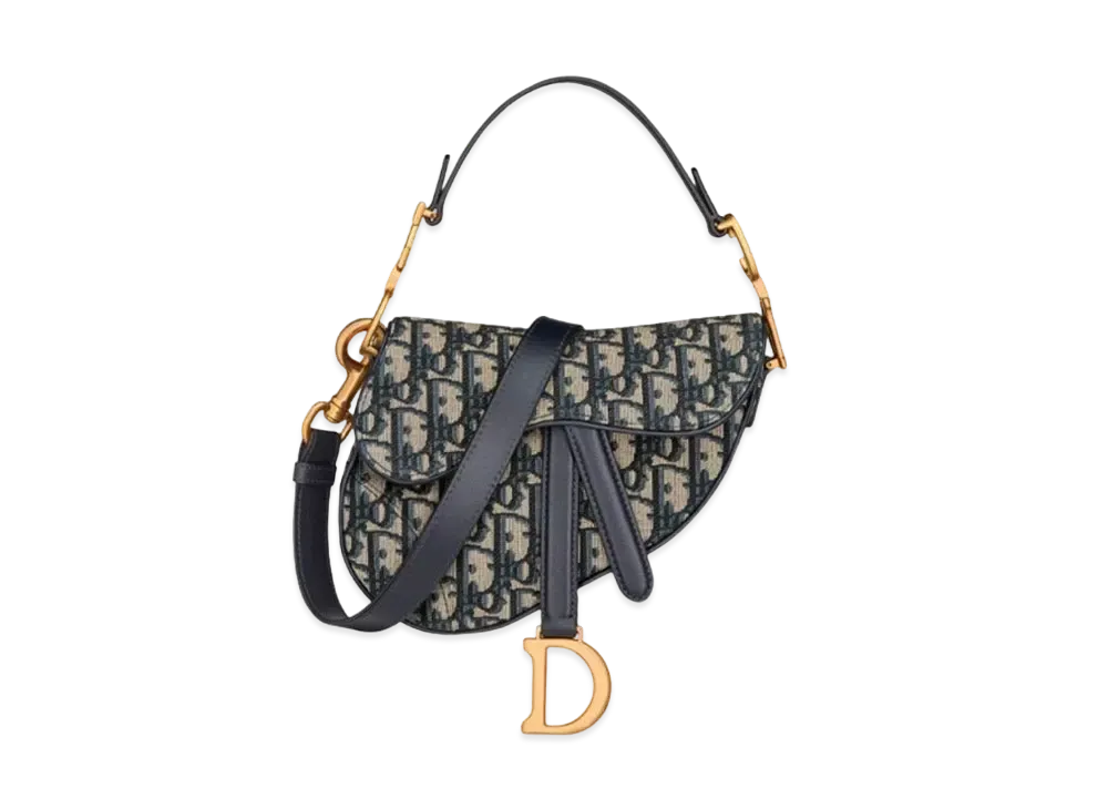 Dior Mini Saddle Bag with Strap Dior Oblique Jacquard "Blue"