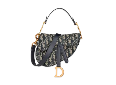 Dior Mini Saddle Bag with Strap Dior Oblique Jacquard "Blue"