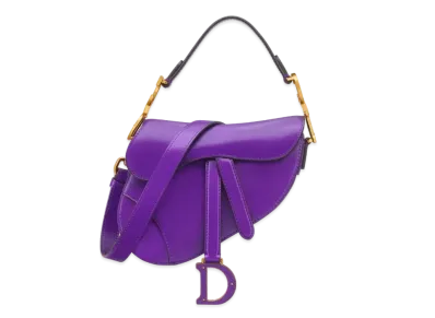 Dior Mini Saddle Bag with Strap Smooth Calfskin "Purple"