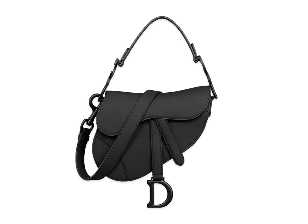 Dior Mini Saddle Bag with Strap Ultramatte "Black"