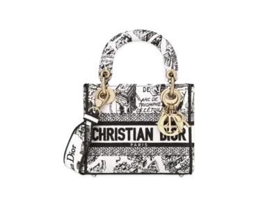 Dior Mini Lady D Lite Bag Plan De Paris Embroidery "White/Black"