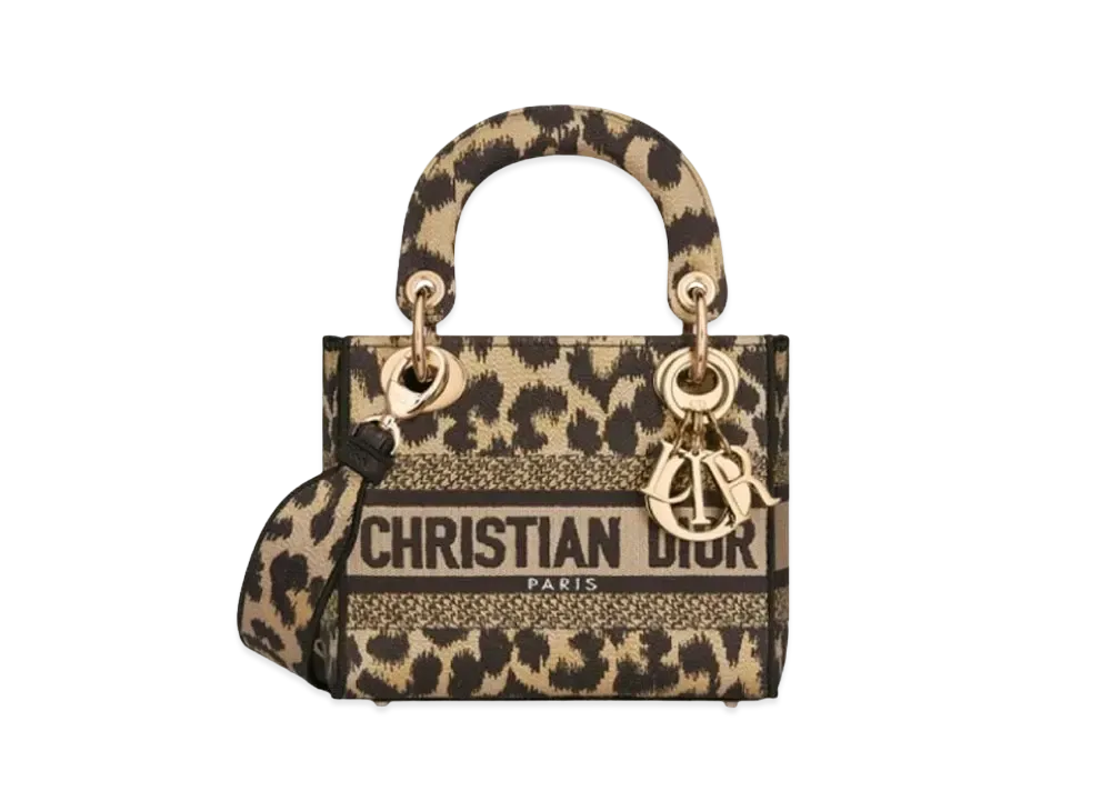 Dior Mini Lady D-Lite Bag Mizza Embroidery "Leopard"