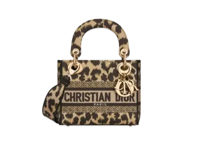 Dior Mini Lady D-Lite Bag Mizza Embroidery "Leopard"