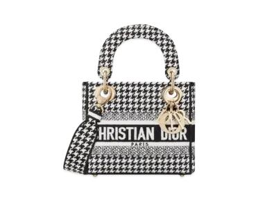 Dior Lady D-Lite Mini Bag Houndstooth Embroidery "Black/White"