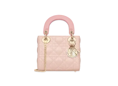 Dior Lady Dior Bag Mini Cannage Lambskin "Latte/Powder Pink/Merokoton Pink"