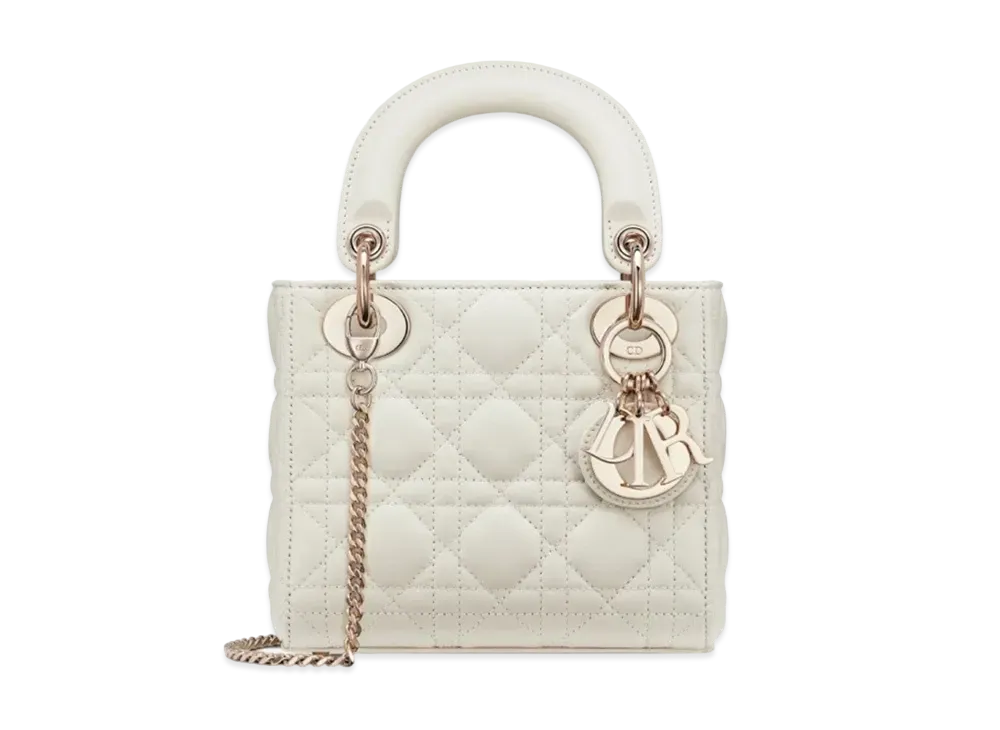 Dior Mini Lady Bag Cannage Lambskin "Latte/Pale Gold"