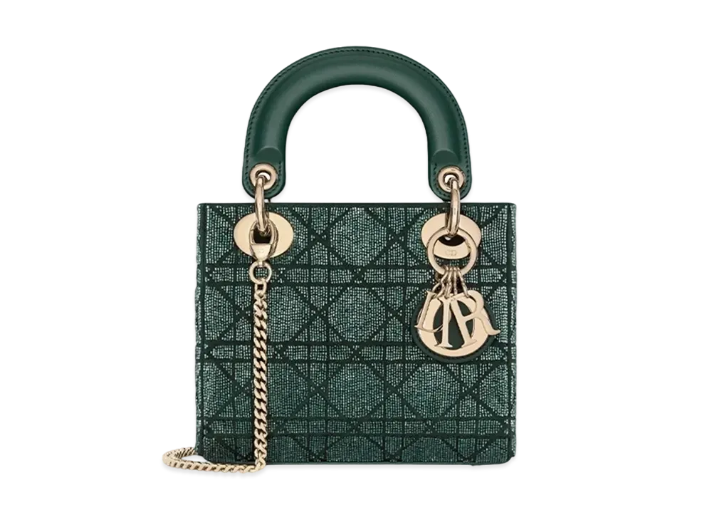Dior Mini Lady Bag Micro Pearl "Pine Green"