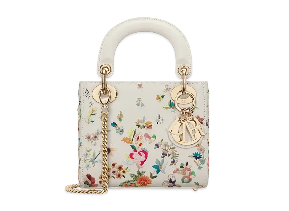 Dior Mini Lady Bag Small Flowers "Latte/Multicolor"