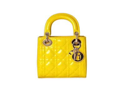 Dior Mini Lady Dior Bag Patent Cannage Calfskin "Yellow"