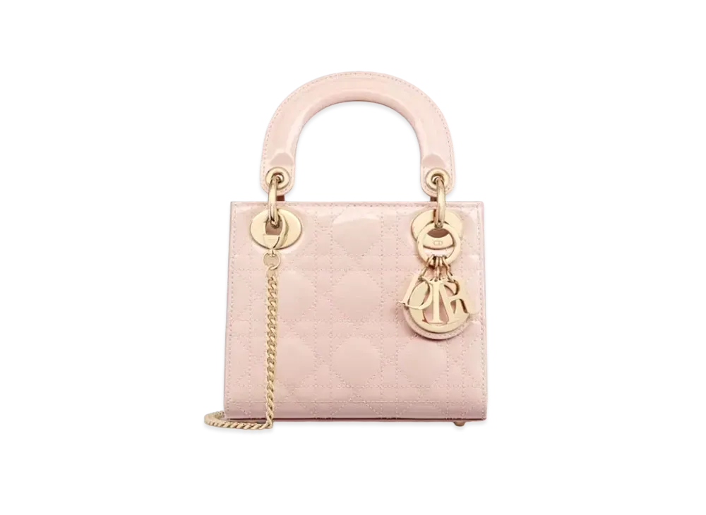 Dior Mini Lady Dior Bag Patent Cannage Calfskin "Powder Pink"