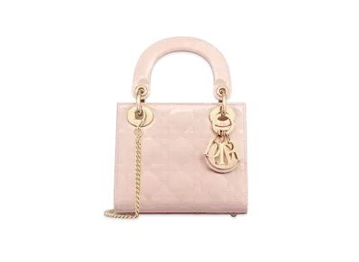 Dior Mini Lady Dior Bag Patent Cannage Calfskin "Powder Pink"