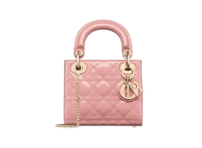 Dior Mini Lady Dior Bag Patent Cannage Calfskin "Antique Pink"