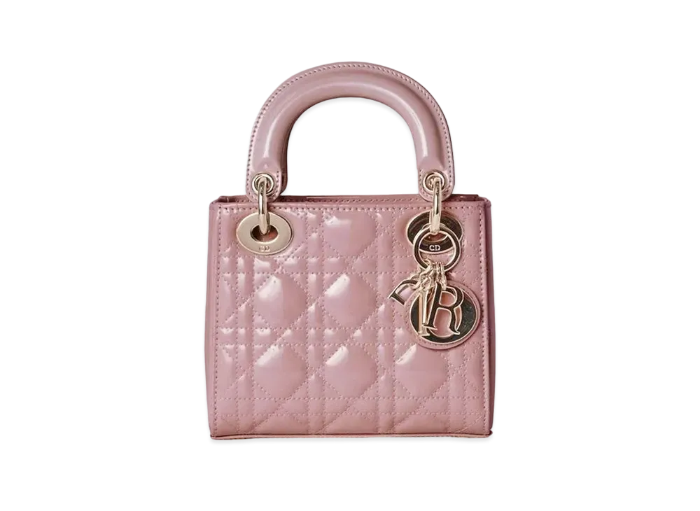 Dior Mini Lady Bag Patent Cannage Calfskin "Peony Pink"
