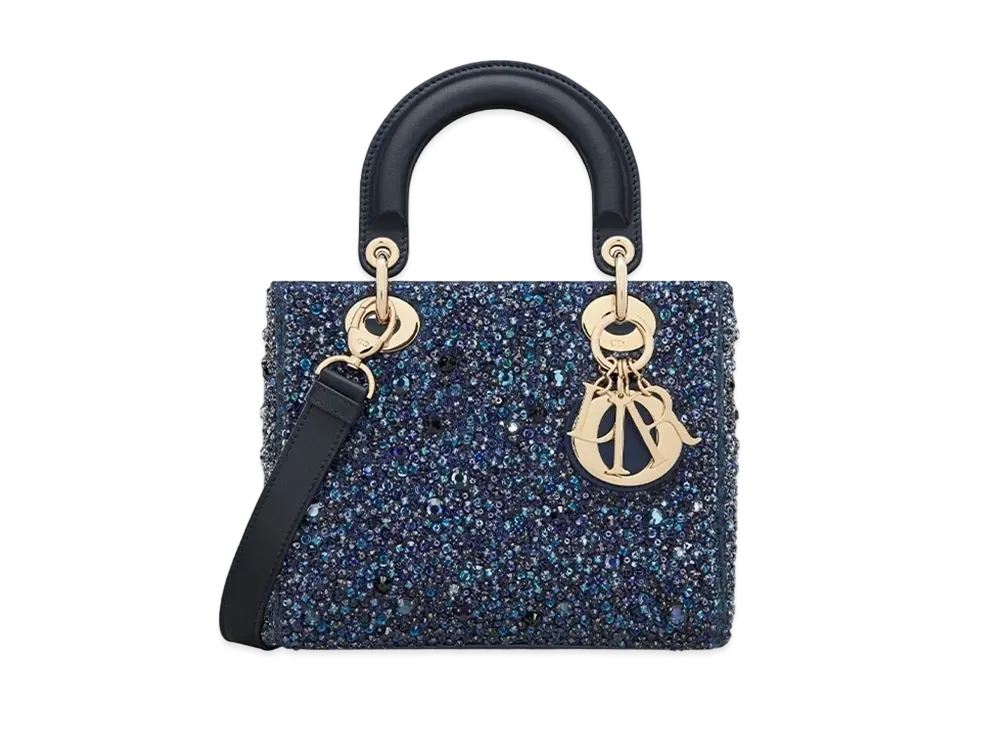 Dior Small Lady Bag Strass Satin "Blue"